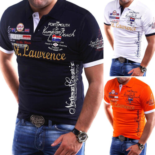 Polo homme contraste col polo manches courtes chemise polo t-shirt NEUF - Photo 1/8