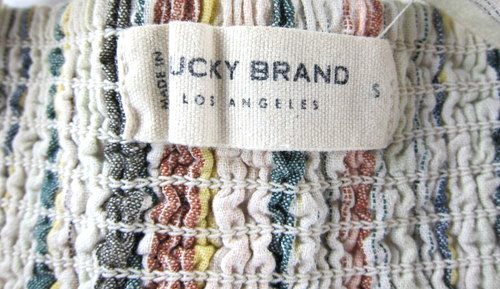 Lucky Brand Linen Cotton Ivory Green Yellow Pink Stripe Midi Tank Sun Dress S - Afbeelding 3 van 6