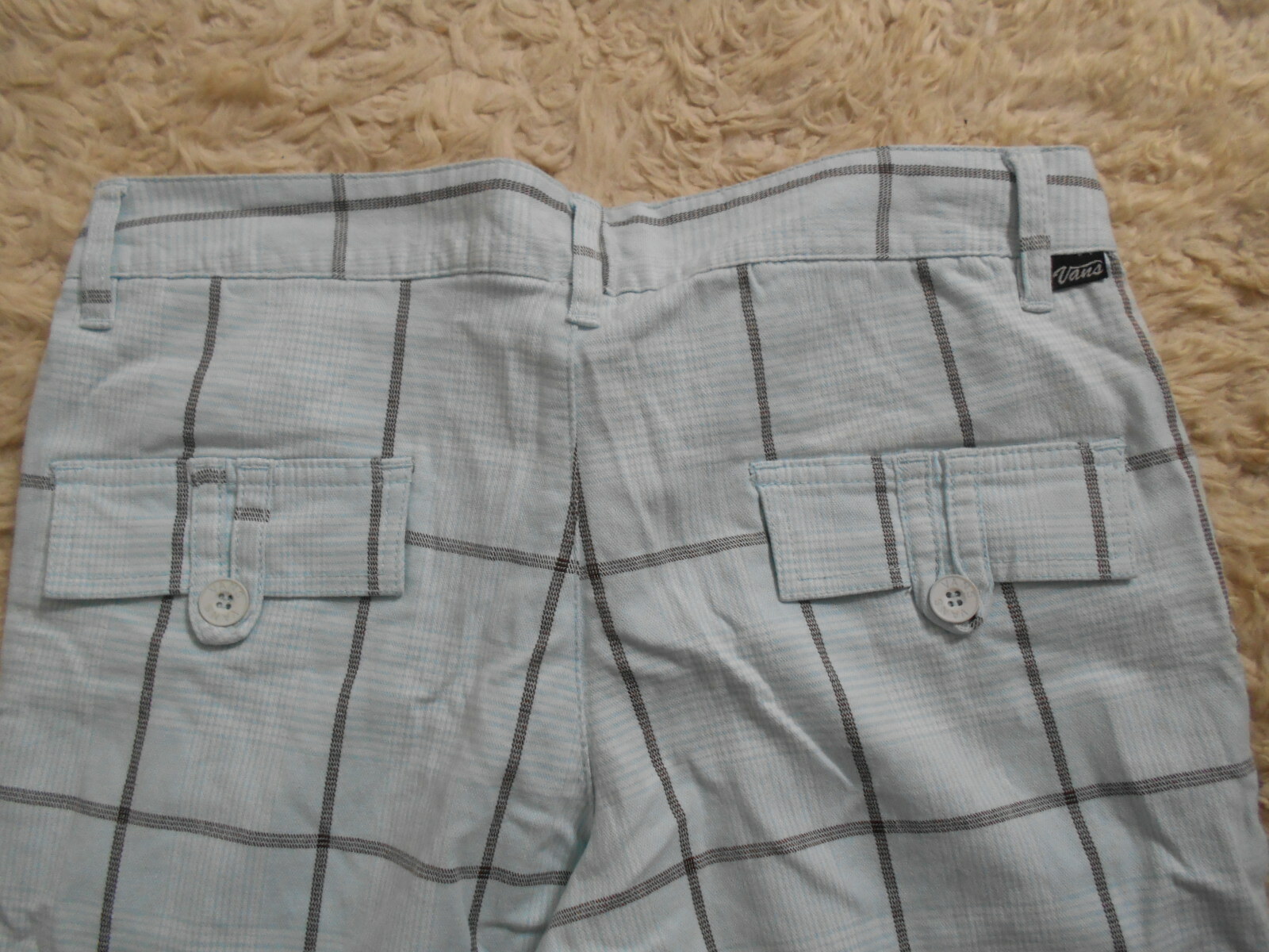 Vans Light Blue/White/Grey Checked Cotton Long Shorts - 9 (Junior Size)/UK8 image 7
