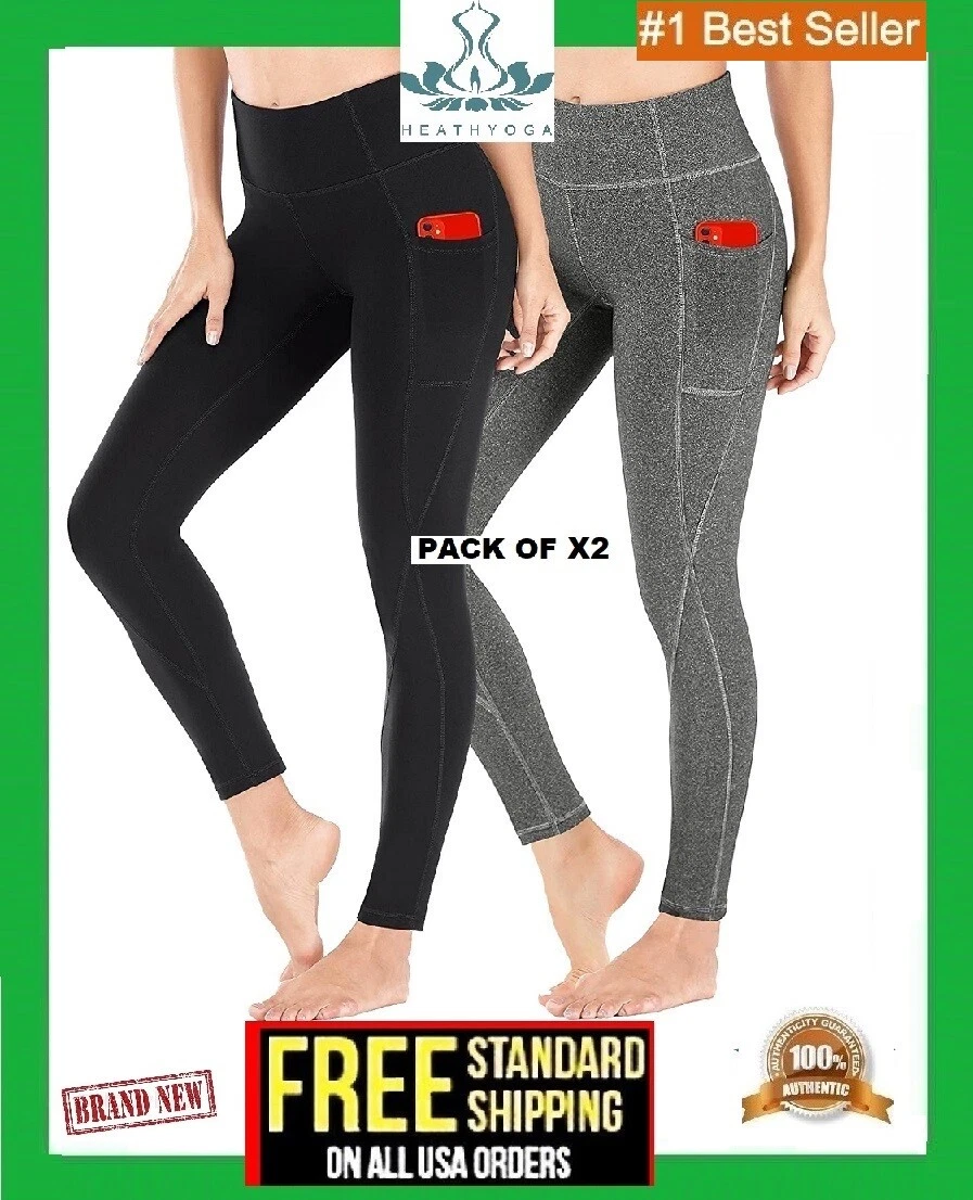 2 PACK Heathyoga Yoga Leggings Pants for Women with Pockets High