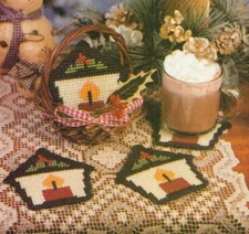 CANDLE LANTERN COASTERS CHRISTMAS PLASTIC CANVAS PATTERN INSTRUCTIONS