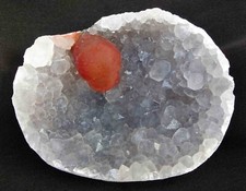 RED FLUORITE BALL ON QUARTZ MATRIX SEMI GEODE BASE # 374 RARE FOUND