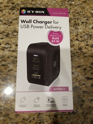 ICY BOX PD Wall Charger USB Power Delivery 3.0 65W (IB-PS103-PD) EU & UK  *NEW*