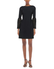 NWT CHIARA BONI LA PETITE ROBE Natalia Dress Lace Bell Sleeves Black 8 $695