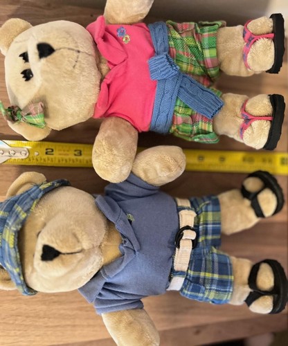 Lote de 2 Y2K Starbucks Bearistas Preppy Vacaciones de Verano Oso Pareja 62ª Edición - Imagen 4 de 13
