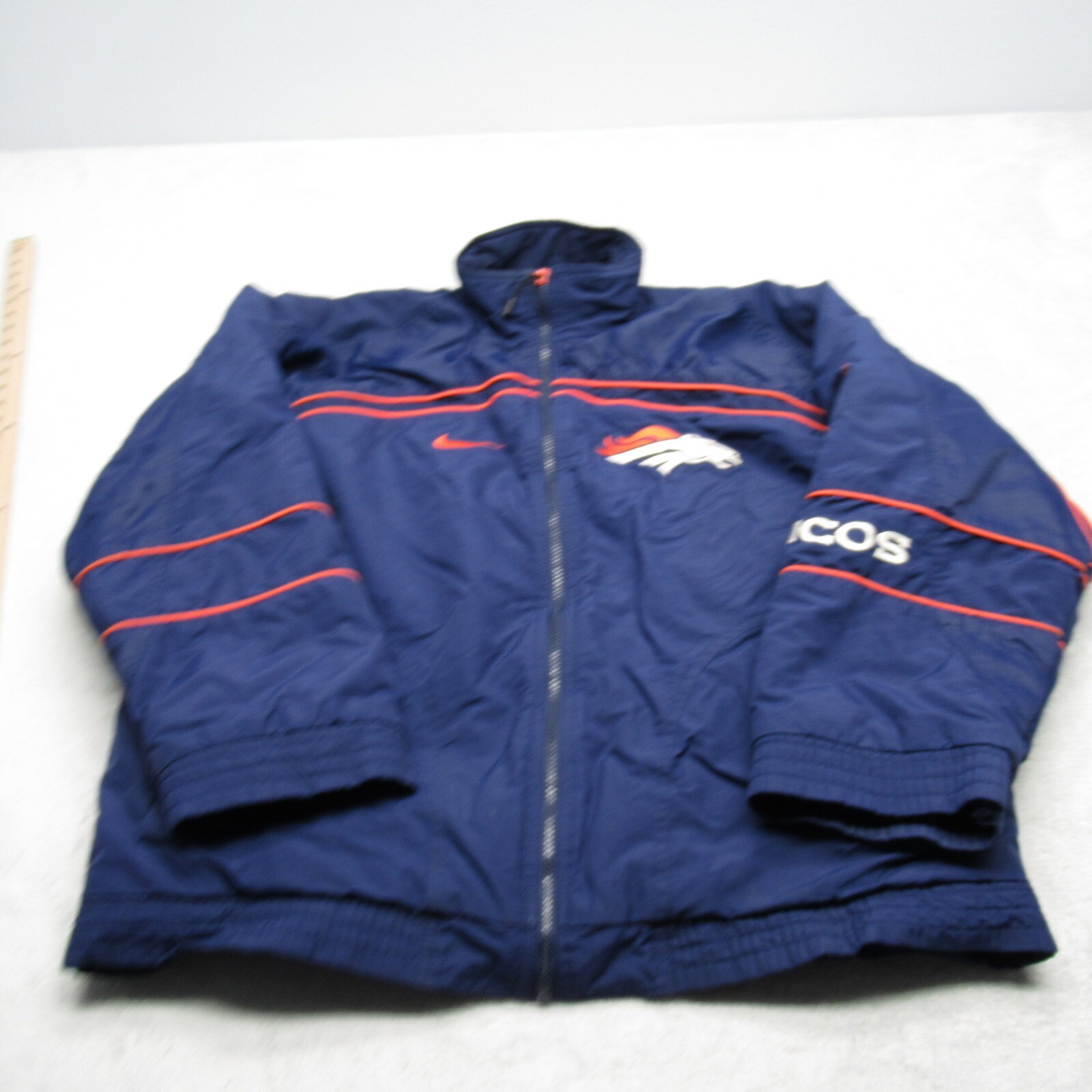 SACAI X NIKE Giacca vintage Denver Broncos uomo media Nike NFL Pro Line blu trapuntata foderata RARA