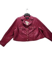Nina Parker Womens Faux Leather Crop Utility Jacket Outerwear Sz 3x M087