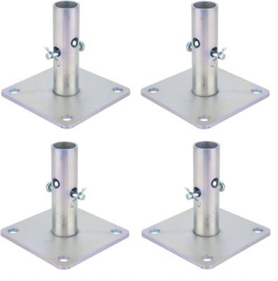5''X5''X1-5/16''Od Galvanized Scaffold Base Plates Silver 4Pack.