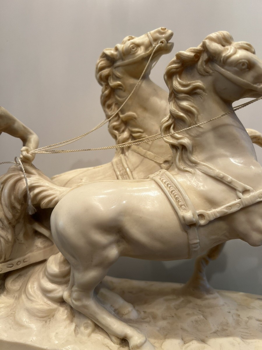 Vintage Amilcare Santini Resin Sculpture Roman Gladiator Chariot
