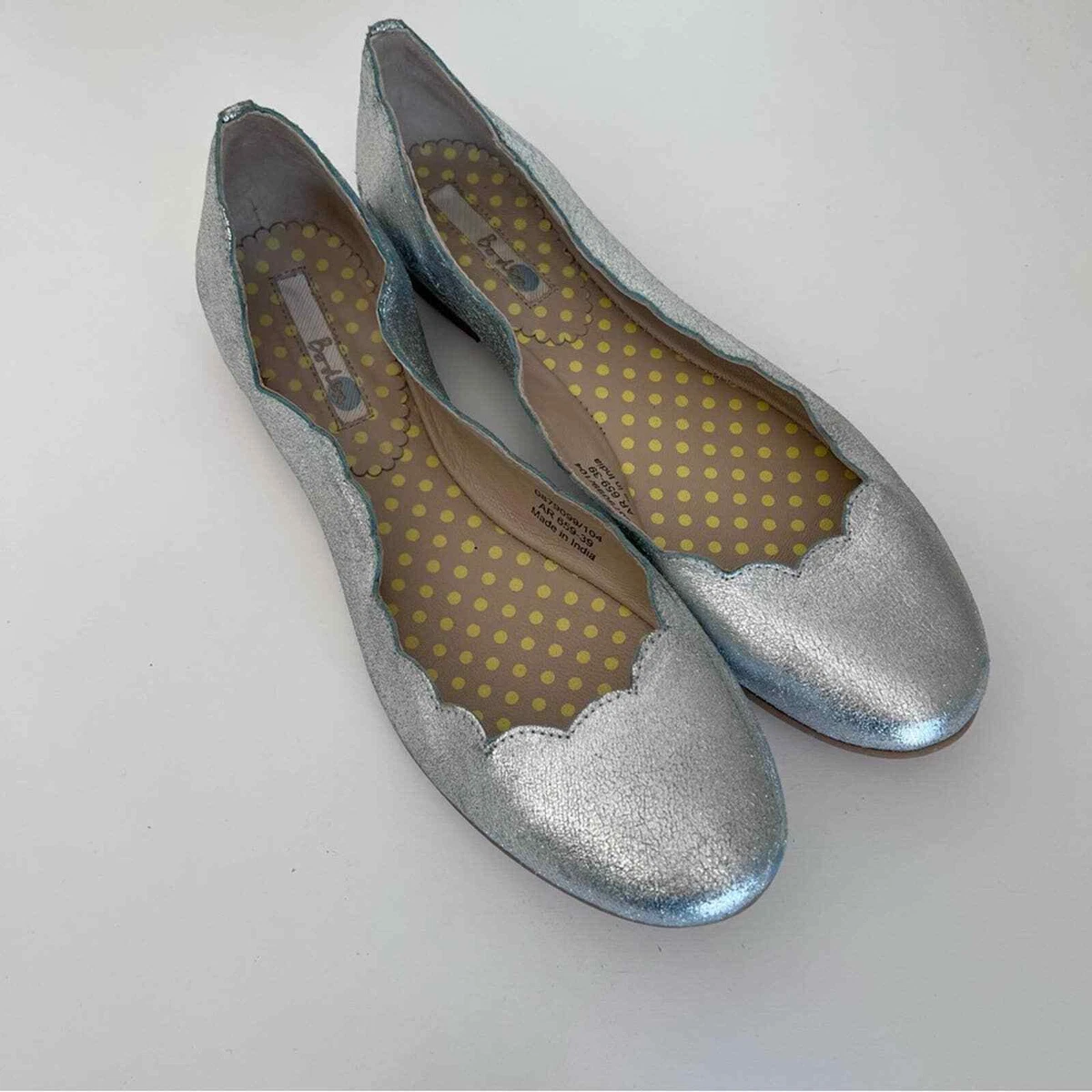 Boden Silver Metallic Scalloped Flats 39 eBay