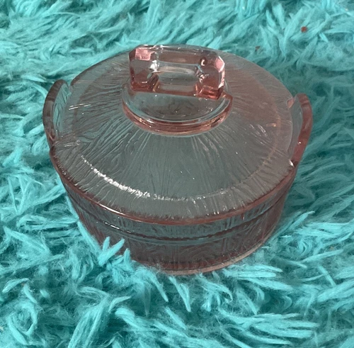 Pink Depression Glass Candy Dish With A Lid