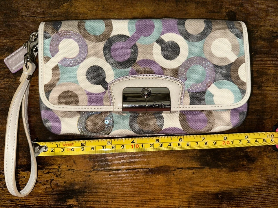 Coach fabric sequin purse clutch wristlet Y2K Super Clean Blue, Lavender, Gray - Image 4 of 4