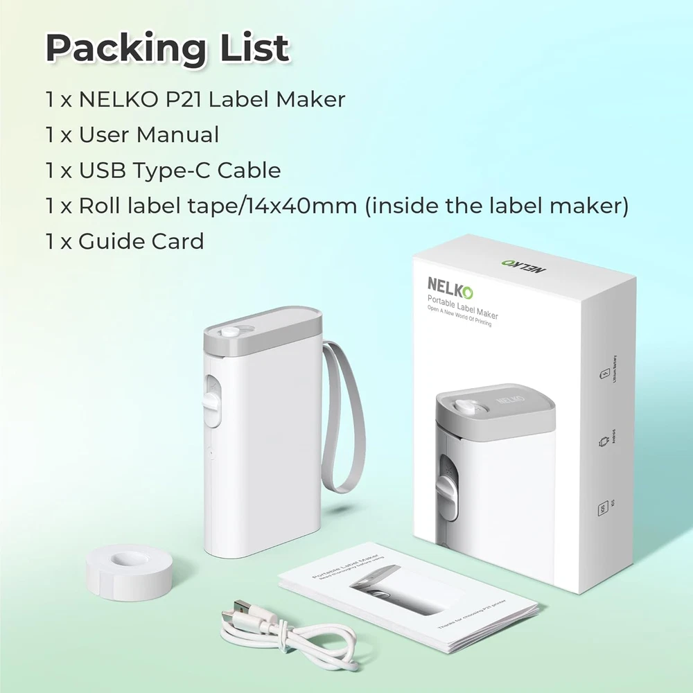 Bluetooth Label Maker P21 with Tape - Wireless Mini Portable Label Printer
