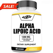 Alpha Lipoic Acid, 1300 Milligrams Per Serving, Vegan Capsule