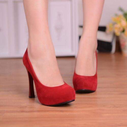 Fashion Womens Platform High Heels Elegant OL Slip On Casual Pumps Shoes Plus Sz - Picture 1 of 12