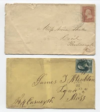 2 1860s and 1870s railroad covers 3ct banknote, 3ct 1861 grill [y9092]