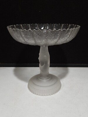 Antique 1879 Hobbs Brockunier Glass Tree Of Life with Hand LARGE 10'' Compote