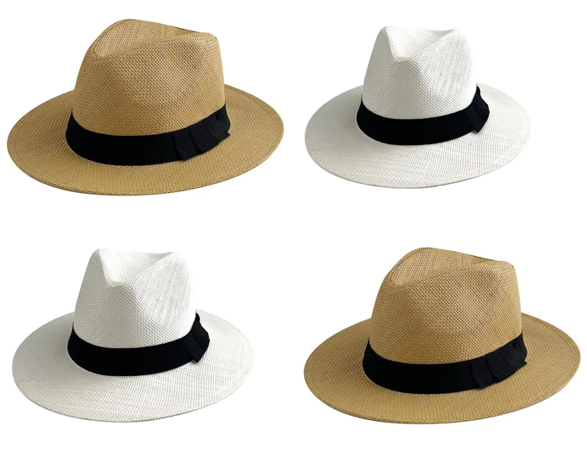 Men Women Straw Jazz Fedora Hat/Trilby Fedora Sun Cap Panama Short