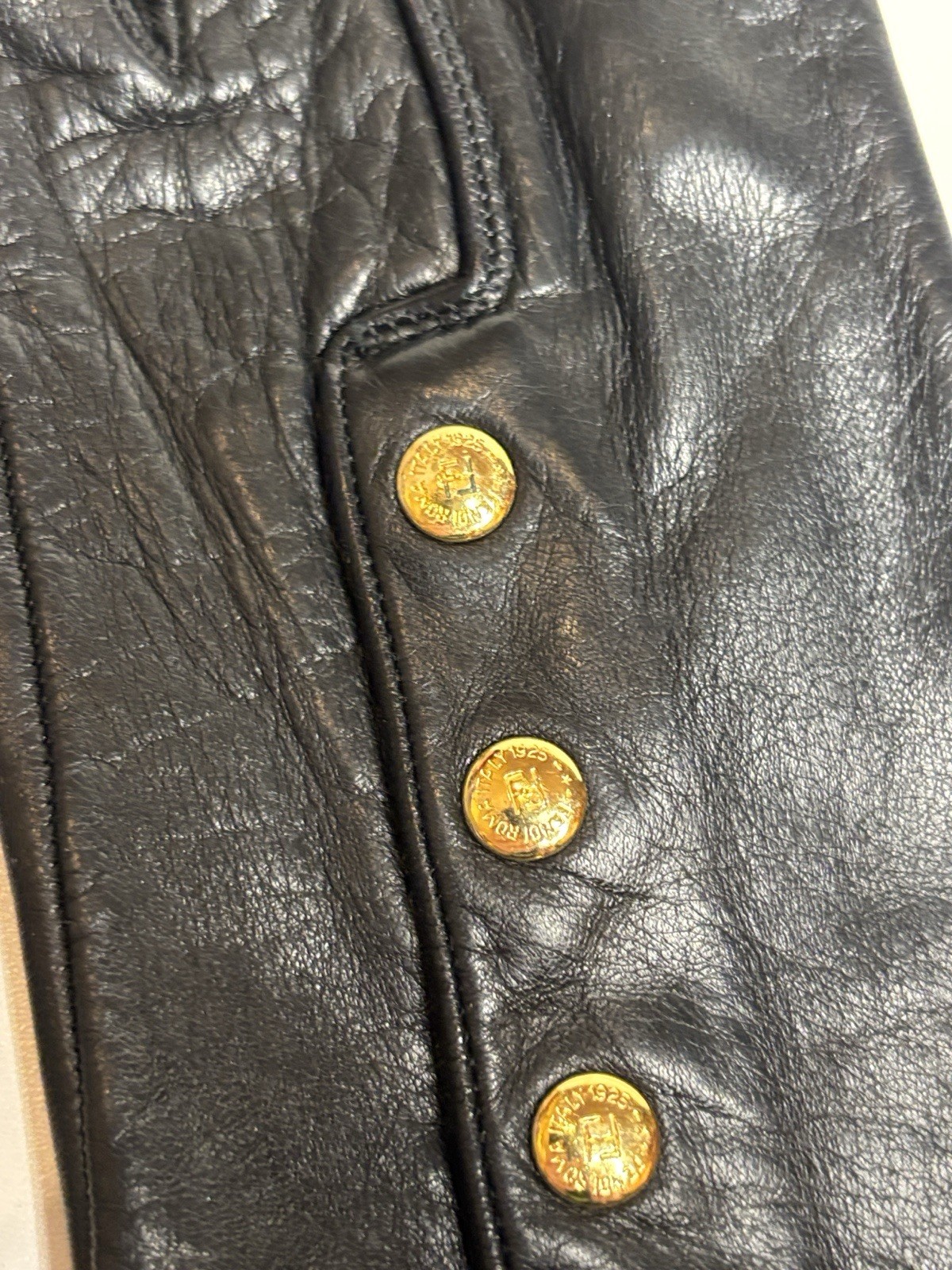 Fendi Black Leather Gloves with Gold Accents thumbnail 6