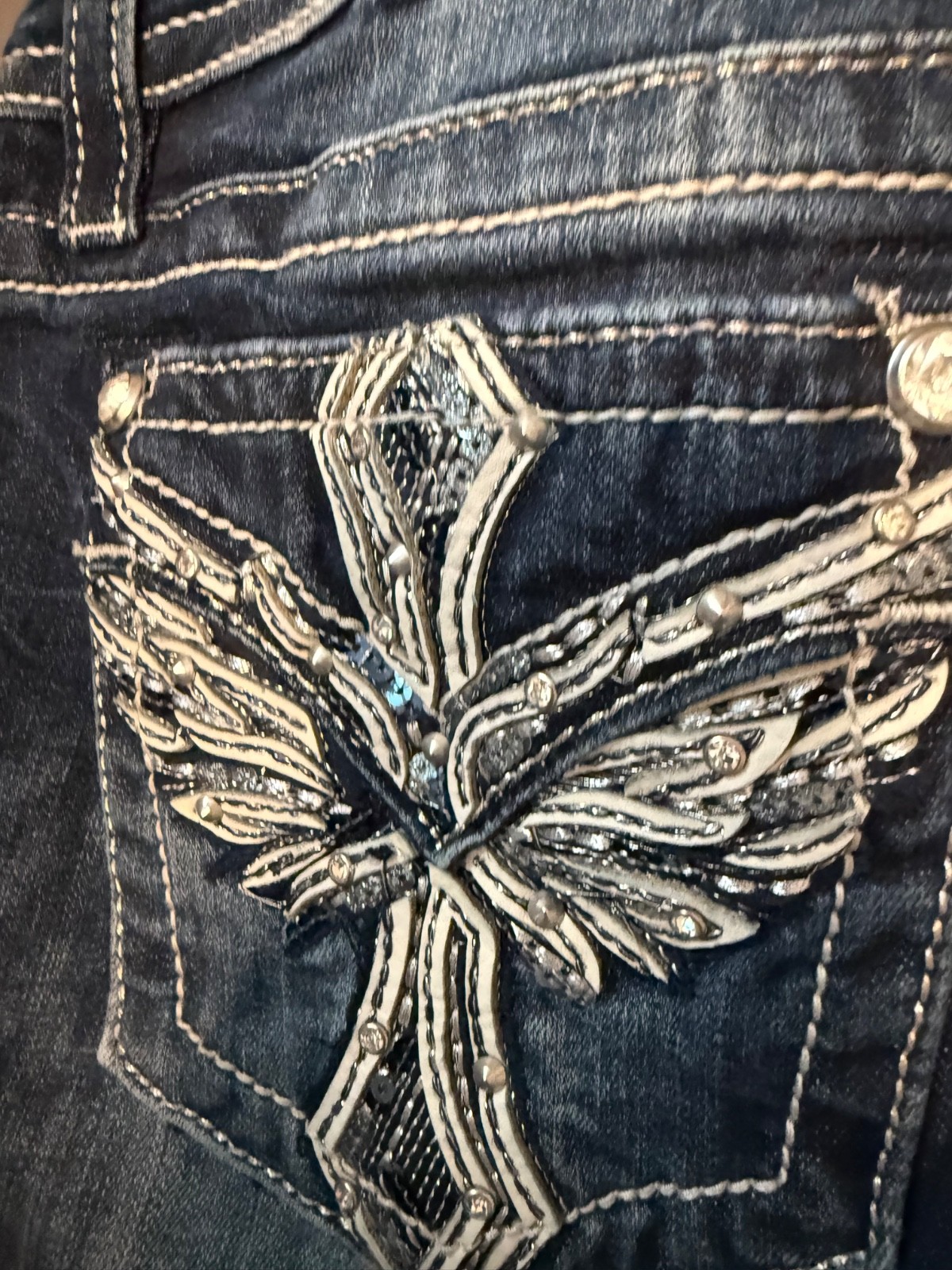 Miss Me Jeans Women's 29  Standard Rhinestone Embroidered image 5