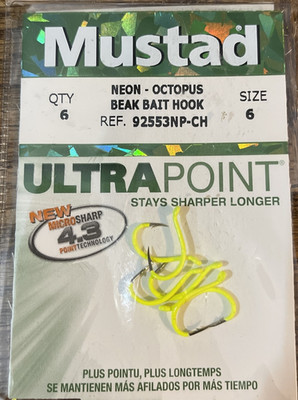 Mustad#92553NP-CH  Neon Octopus Hook Size 6-1pk 6pcs-Brand New-SHIPS N 24 HOURS