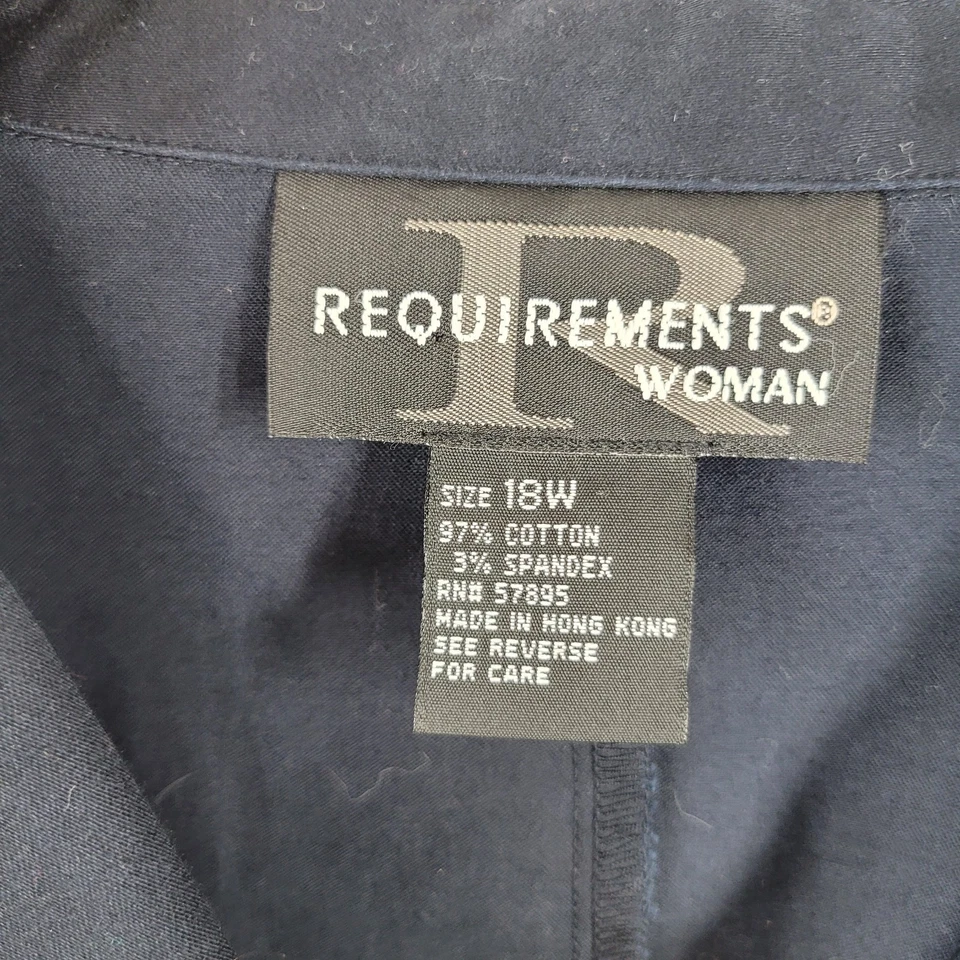 Requisitos Talla Grande 18W Top Abotonado Azul Manga 3/4 Brillo Hibisco Floral Foto 4 de 4