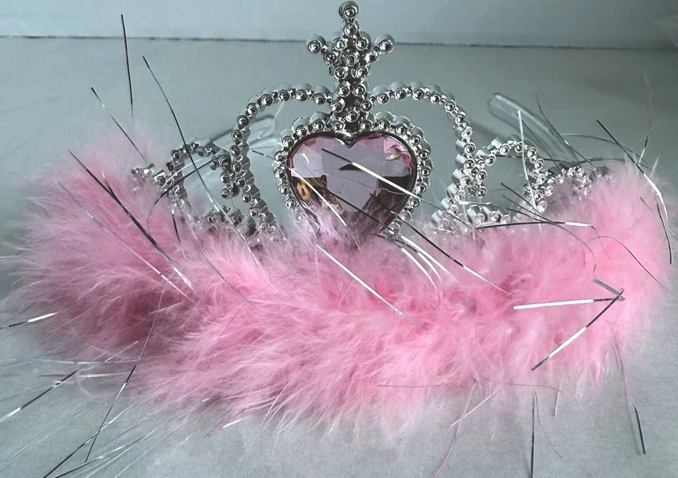 Tiara Princesa Adorno Plata Rosa Gema Corona Decoración Exhibición Disfraces Foto 2 de 4