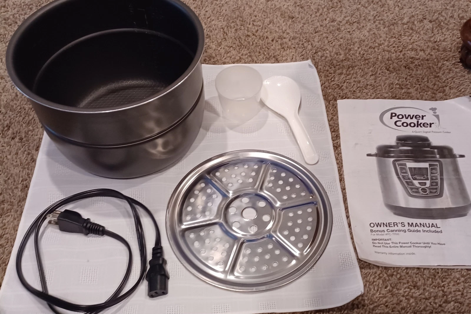 Power Pressure Cooker 6 QT PC-TRI6 Replacement Inner Pot / Steamer rack