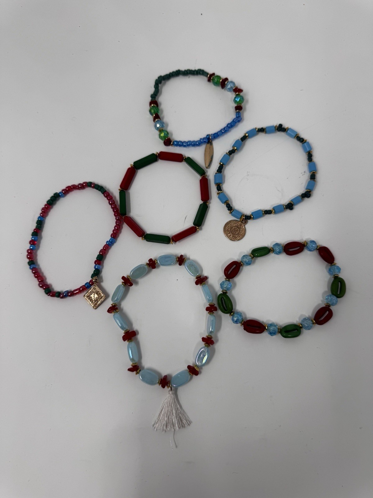 6 Multicolor beaded bracelets - image 1