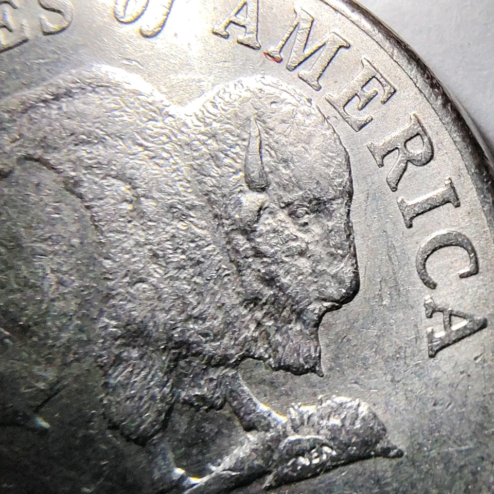 2005 P Buffalo Nickel Detached Leg Multi Eye Extra Letters Grease Strike Through - Image 2 of 4