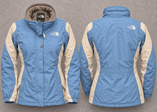 The North Face Jacket Girls XL Blue White Colorblock Full Zip Hooded HyVent