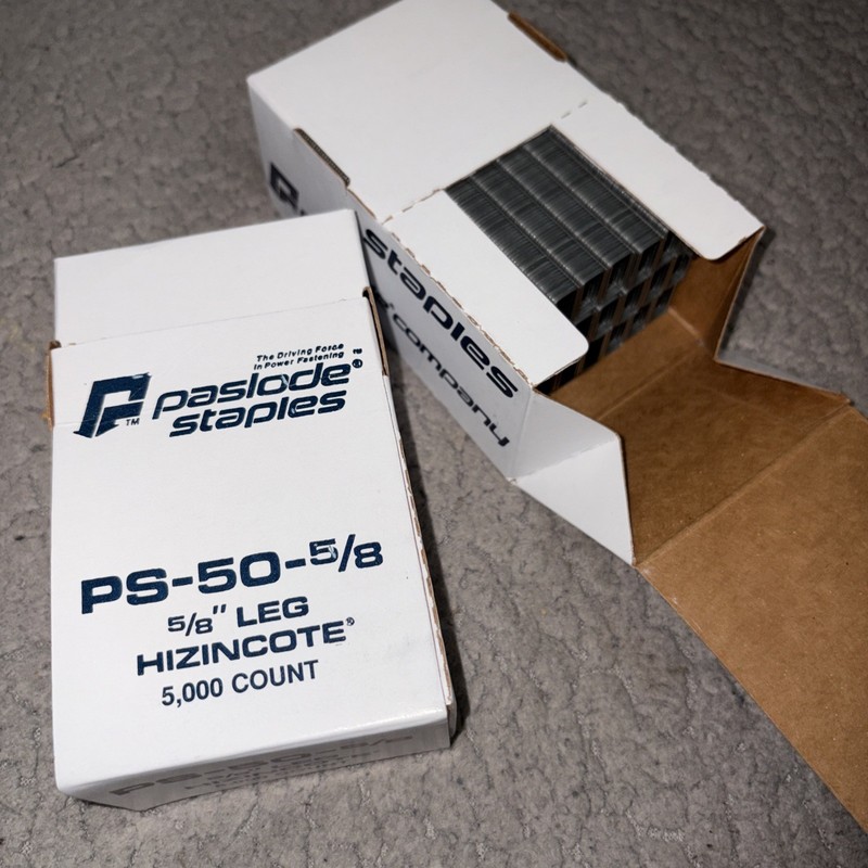 Lot Of 2 Paslode Staples PS-50-5/8” Leg Hizincote 5,000 Count Per Box
