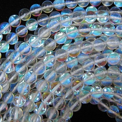 White Mystic Aura Quartz Round Beads Gemstone 14.5'' Strand 6mm 8mm 10mm