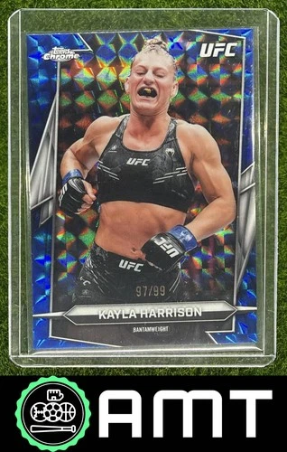 Kayla Harrison 2026 Topps Chrome UFC Blue Geometric Refractor 97/99 #55