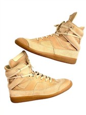 Maison Margiela Hybrid Beige Leather High Top Sneakers Vintage Y2K Women