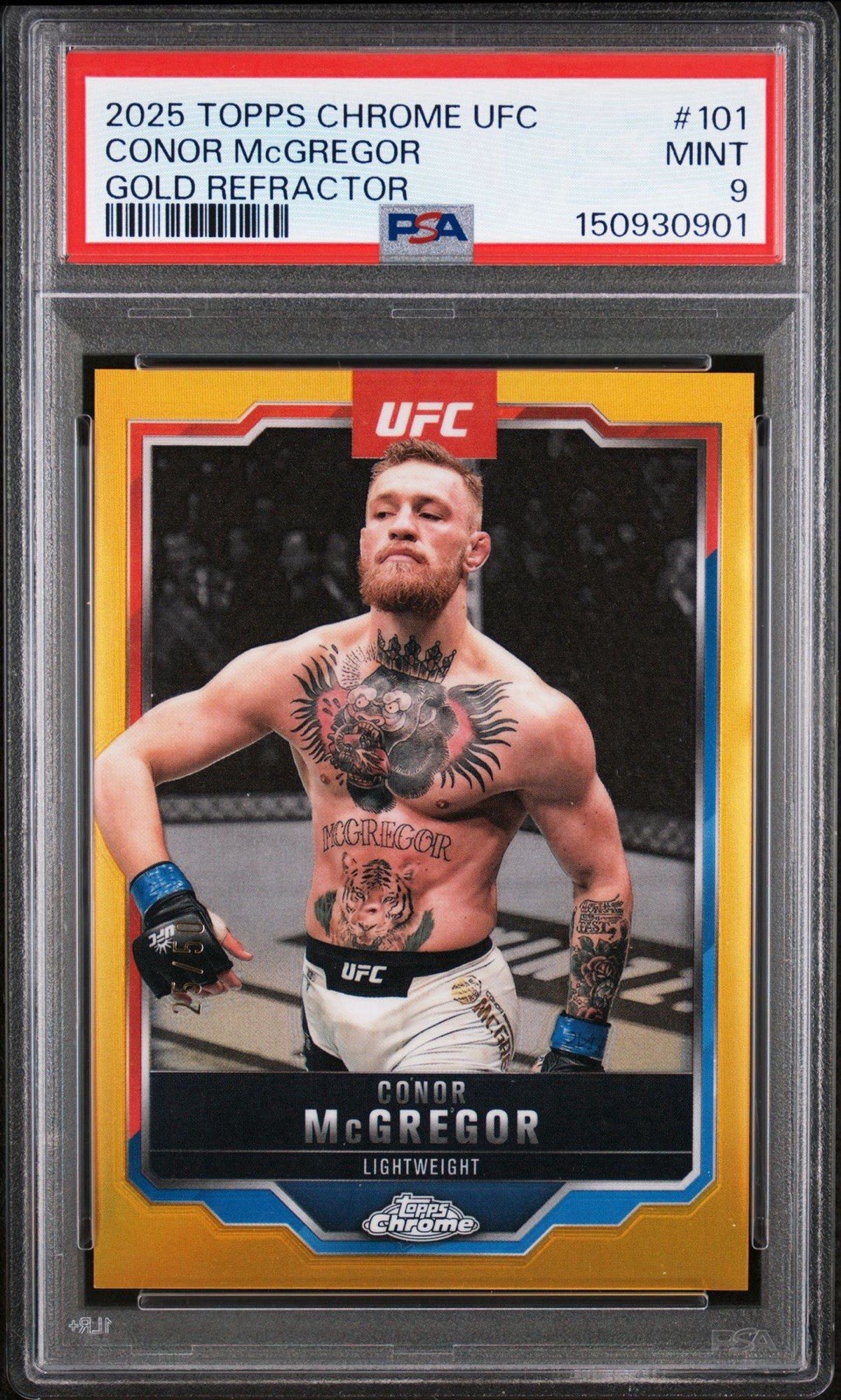 2025 TOPPS CHROME UFC #101 CONOR MCGREGOR GOLD REFRACTOR