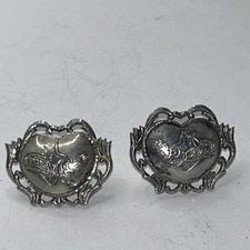 925 Sterling Silver VTG Siam Niello Hindu Goddess Screw On Earrings
