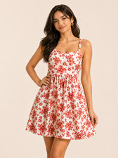 Women Floral Print Mini Dress Sleeveless A-Line Summer Casual Sundress