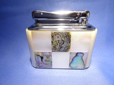 IBELO Benzin Tischfeuerzeug in Crome im sehr seltenen Perlmutt Mantel - Rarität