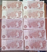 10 x Bank of England 10er Ten Shillings Scheine Elizabeth II England zirkuliert