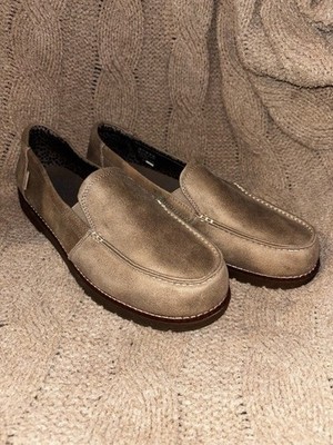 BOBS by Skechers Taupe Suede Slip On Loafers Memory Foam Wide Fit Size 10 NEW