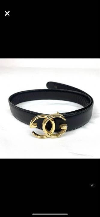 GUCCI GG Logo Black Leather Belt for Men and Women