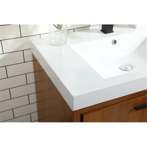 Elegant Decor Wyatt 30" Aluminum Alloy and MDF Single Bathroom Vanity in Teak - Picture 4 of 8