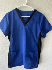 Scrubstar Electric Blue Scrub Top M Medium V-Neck Short Sleeve Medical Uniform
