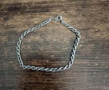 Ladies Mens Unisex 925 Sterling Silver Stamped Twist Rope Chain Bracelet