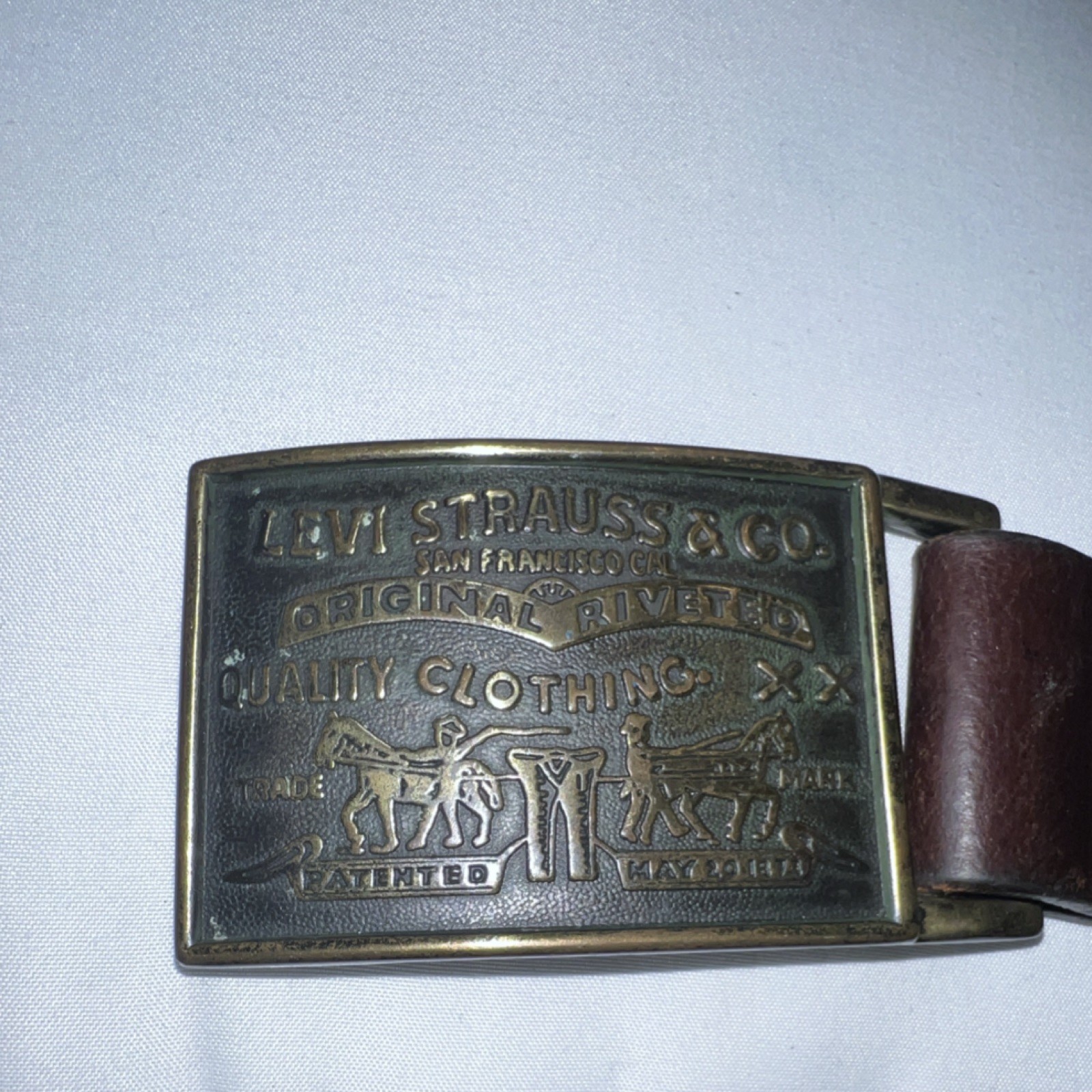 Levi's Brown Solid Pattern Brass Buckle Logo Acce… - image 3