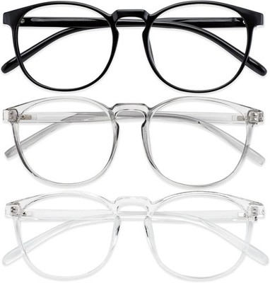 Przene 3 Pack Blue Light Blocking Glasses Women/Men,Retro Round Computer Glasses