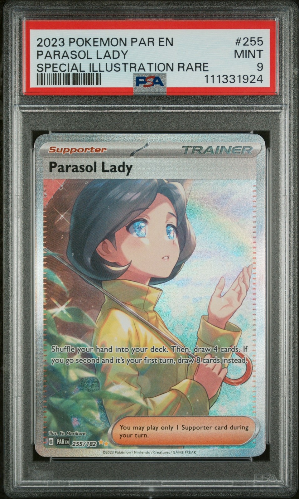 2023 POKEMON PAR EN-PARADOX RIFT SPECIAL ILLUSTRATION RARE PARASOL LADY PSA 9