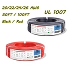 20/22/24/26/ AWG Gauge Stranded Hook Up Wire Black Red 0.0201" UL1007 300 Volts