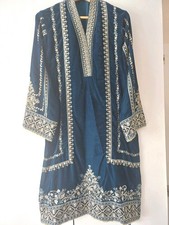 Ladies 2 Piece velvet Embroidered Party Wedding Outfit Size 14